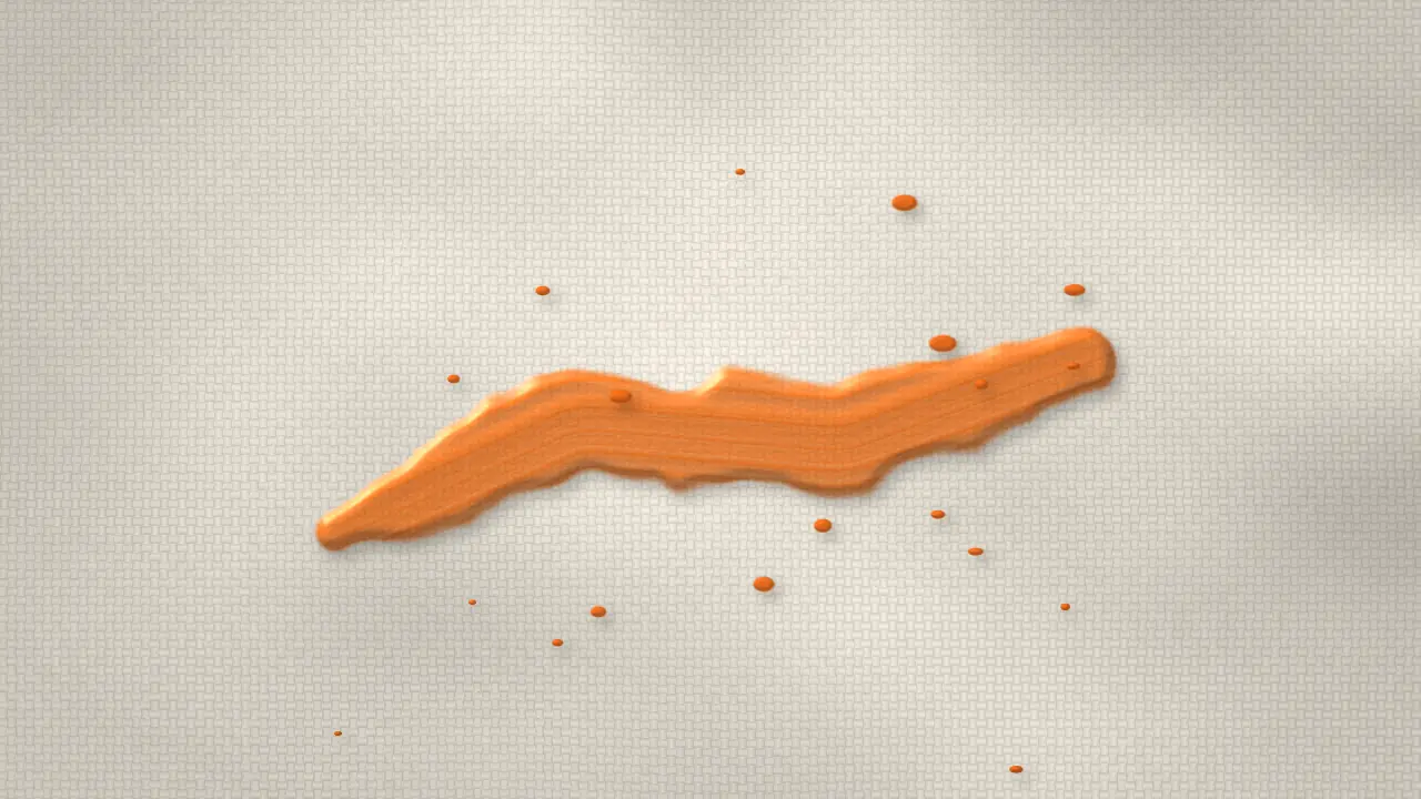 Pamuklu kumaş üzerinde kurumuş turuncu akrilik boya lekesi illüstrasyonu
